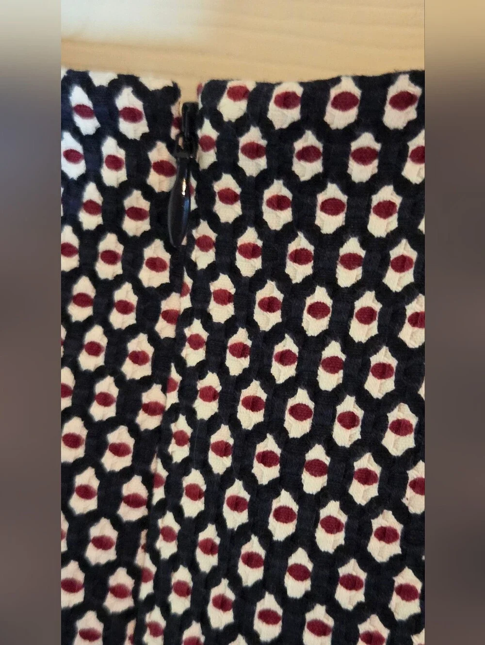 J.Crew Cap Sleeve Matelasse Sheath Dress Navy Red Geometric Dot Lined Size 00